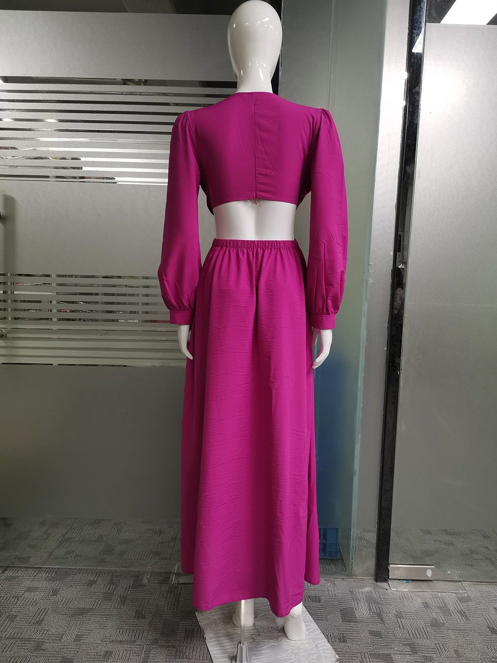 Ellafads Woman Dress High Waist V-neck Women's Dress Pleated Solid Color Ruffled Dress Dresses For Women